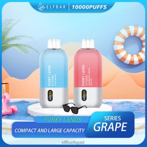 ELFBAR- V2020451 elf bar liquid aloe hroznový funky lands nejlepší příchuť jednorázový vape vi10000 grape series