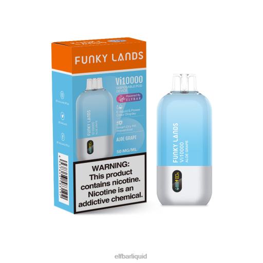 ELFBAR- V2020451 elf bar liquid aloe hroznový funky lands nejlepší příchuť jednorázový vape vi10000 grape series