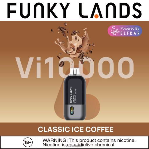 ELFBAR- V2020472 elf bar elfa klasická ledová káva funky lands jednorázové vape vi10000 potáhnutí